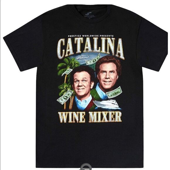 Spencer’s Catalina Step Brothers Wine Mixer Graphic Tee Shirt Sz Small NWT - Picture 1 of 3